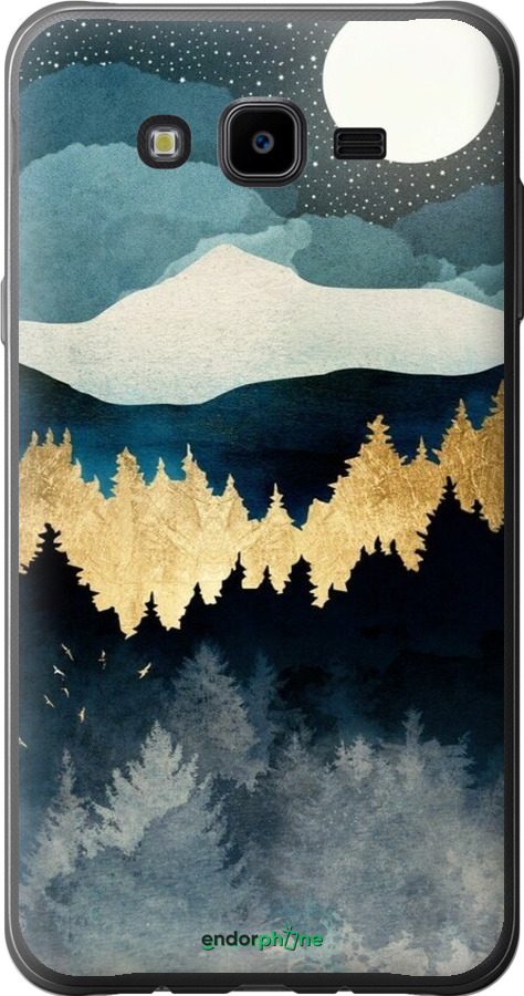 2D пластиковий чехол Нічний краєвид з лісом та горами для Samsung Galaxy J7 Neo J701F - 6493t-1402 изображение 