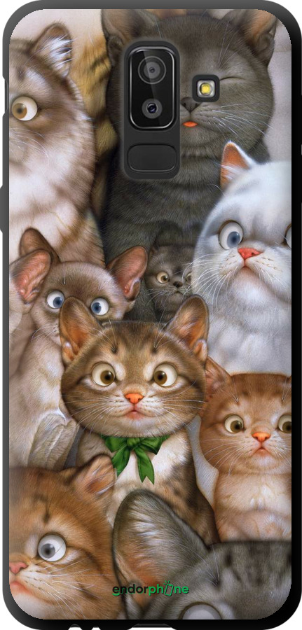 

TPU чорний чохол "Коти" для Samsung Galaxy J8 2018