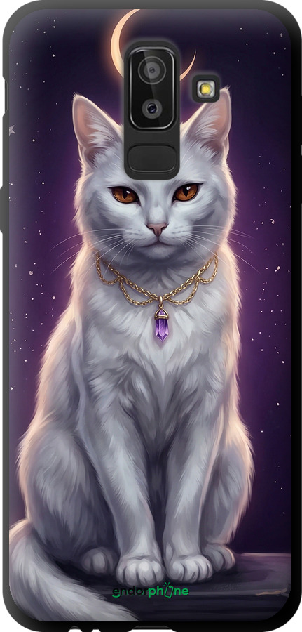 TPU чехол Mystic White Cat Gothic Dark Purple Gold для Samsung Galaxy J8 2018 - 6805b-1511 изображение 