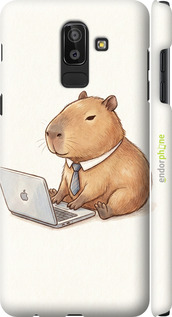 3D пластиковый матовый чехол 'Funny Capybara CEO Working' для Samsung Galaxy J8 2018 изображение 1