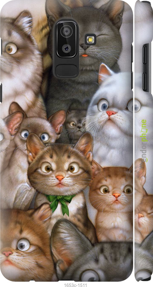 

3D пластиковий матовий чохол "Коти" для Samsung Galaxy J8 2018