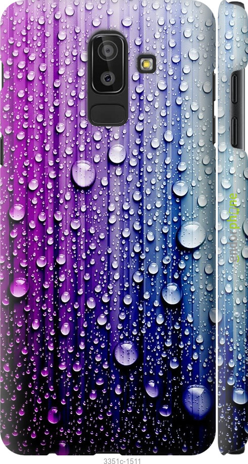 

3D пластиковий матовий чохол "Краплини води" для Samsung Galaxy J8 2018, Синій