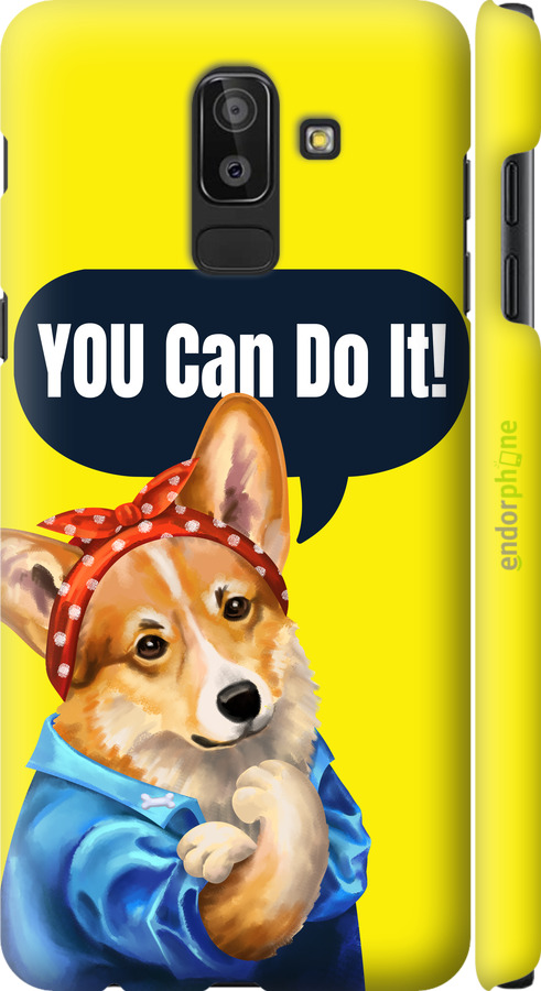 3D пластиковий матовий чехол чехол с корги You Can Do It для Samsung Galaxy J8 2018 - 6184m-1511 изображение 