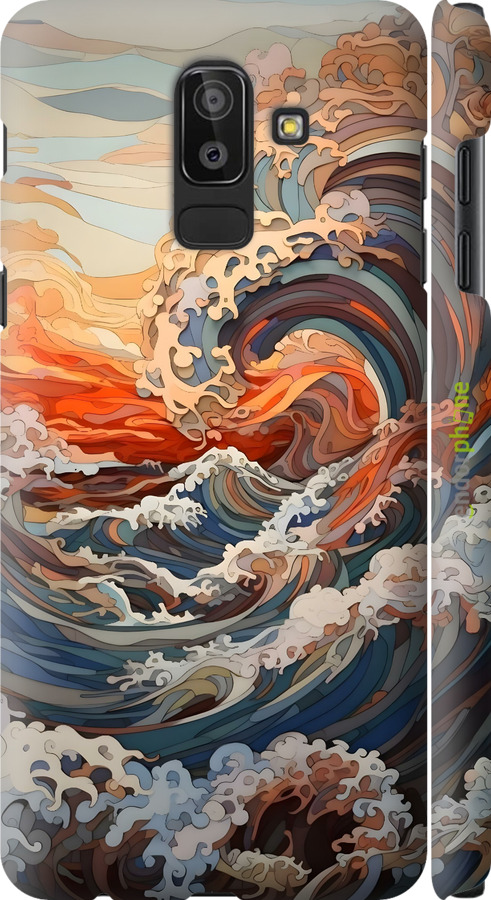 3D пластиковый матовый чехол Арт волны для Samsung Galaxy J8 2018 - 6324m-1511 изображение 