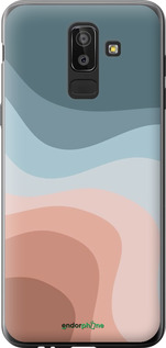 Силиконовый чехол С синими и розовыми волнами в стиле ретро для Samsung Galaxy J8 2018 - 6532u-1511 изображение 