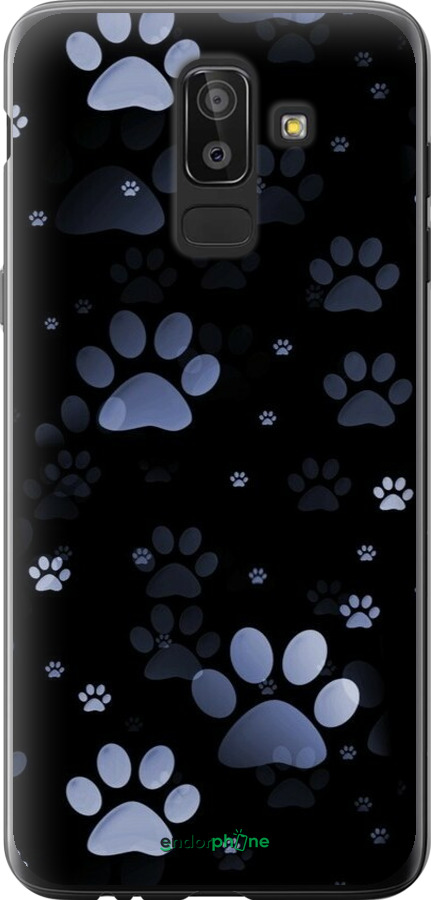 Силіконовий чехол З синіми відбитками лап для Samsung Galaxy J8 2018 - 6441u-1511 изображение 
