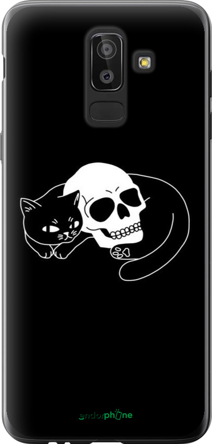 Силиконовый чехол С изображением кота и черепа для Samsung Galaxy J8 2018 - 6491u-1511 изображение 
