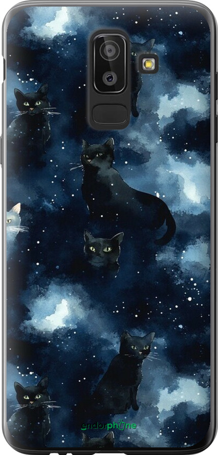 Силиконовый чехол Изображение Кошек с тёмной акварелью для Samsung Galaxy J8 2018 - 6521u-1511 изображение 