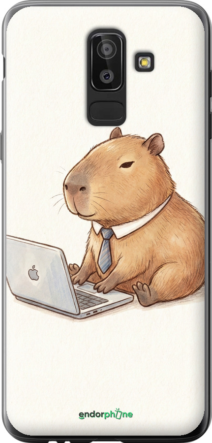 Силиконовый чехол Funny Capybara CEO Working для Samsung Galaxy J8 2018 - 6777u-1511 изображение 