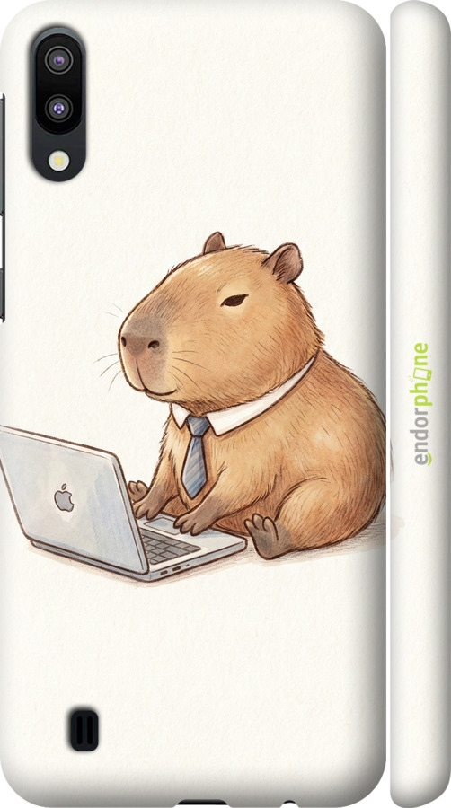 3D пластиковый матовый чехол Funny Capybara CEO Working для Samsung Galaxy M10 - 6777m-1661 изображение 