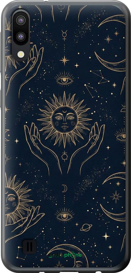 Силіконовий чехол Celestial Harmony: Sun & Moon Gold Mystic Pattern для Samsung Galaxy M10 - 6778u-1661 изображение 