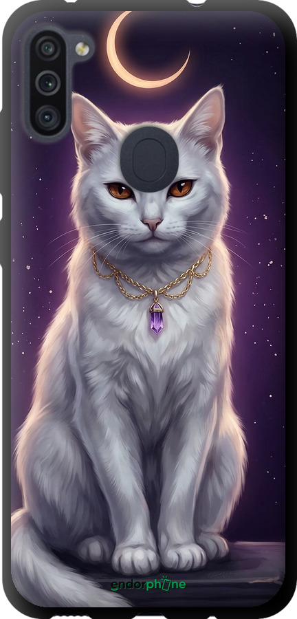 TPU чехол Mystic White Cat Gothic Dark Purple Gold для Samsung Galaxy A11 A115F - 6805b-2012 изображение 
