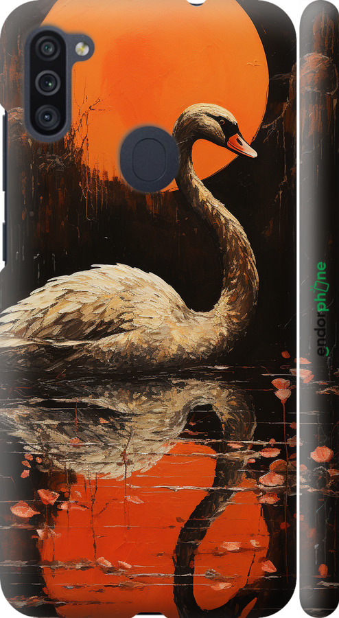 3D пластиковый матовый чехол Лебедь для Samsung Galaxy A11 A115F - 5964m-2012 изображение 
