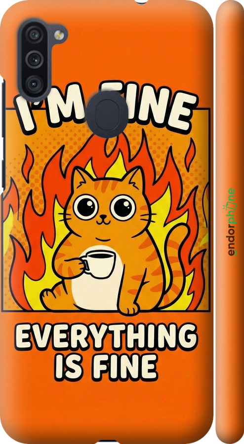 3D пластиковий матовий чехол Funny Cat для Samsung Galaxy A11 A115F - 6786m-2012 изображение 