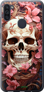 2D пластиковый чехол Череп в розовых цветах для Samsung Galaxy A11 A115F - 5965t-2012 изображение 