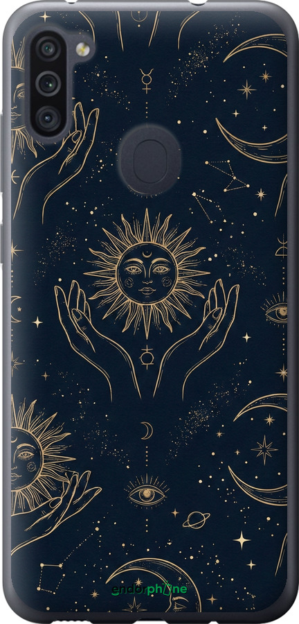 2D пластиковый чехол Celestial Harmony: Sun & Moon Gold Mystic Pattern для Samsung Galaxy A11 A115F - 6778t-2012 изображение 