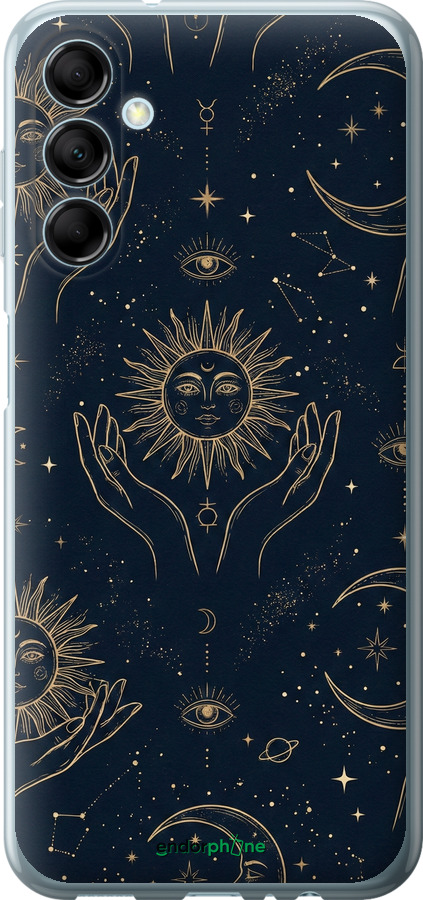 Силиконовый чехол Celestial Harmony: Sun & Moon Gold Mystic Pattern для Samsung Galaxy M14 M146B - 6778u-3038 изображение 