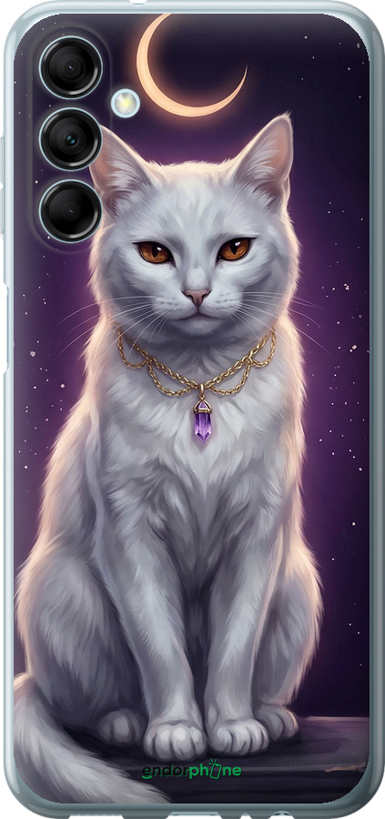 Силиконовый чехол Mystic White Cat Gothic Dark Purple Gold для Samsung Galaxy M14 M146B - 6805u-3038 изображение 