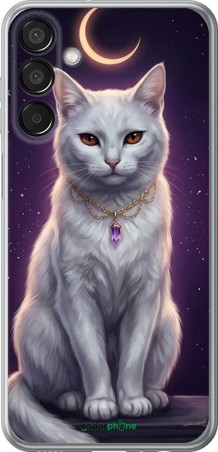 Силиконовый чехол Mystic White Cat Gothic Dark Purple Gold для Samsung Galaxy M15 - 6805u-3684 изображение 