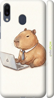 3D пластиковый матовый чехол Funny Capybara CEO Working для Samsung Galaxy M20 - 6777m-1660 изображение 