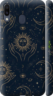 3D пластиковий матовий чехол Celestial Harmony: Sun & Moon Gold Mystic Pattern для Samsung Galaxy M20 - 6778m-1660 изображение 