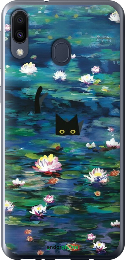 2D пластиковий чехол с изображением водяных лилий и кошек для Samsung Galaxy M20 - 6257t-1660 изображение 