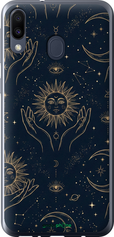 2D пластиковый чехол Celestial Harmony: Sun & Moon Gold Mystic Pattern для Samsung Galaxy M20 - 6778t-1660 изображение 