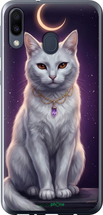2D пластиковий чехол Mystic White Cat Gothic Dark Purple Gold для Samsung Galaxy M20 - 6805t-1660 изображение 