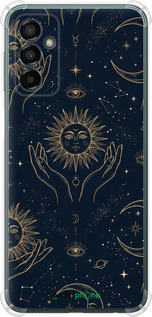 Силіконовий протиударний с посиленими кутами чехол Celestial Harmony: Sun & Moon Gold Mystic Pattern для Samsung Galaxy M13 M135 - 6778sp-2765 изображение 