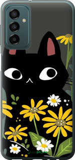 Силиконовый чехол Черный кот с цветами для Samsung Galaxy M23 M236B - 6448u-2632 изображение 