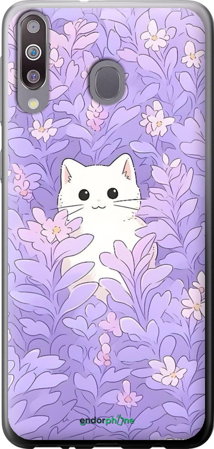 Силіконовий чехол Котик в цветах для Samsung Galaxy A40s A3050 - 6390u-2058 изображение 