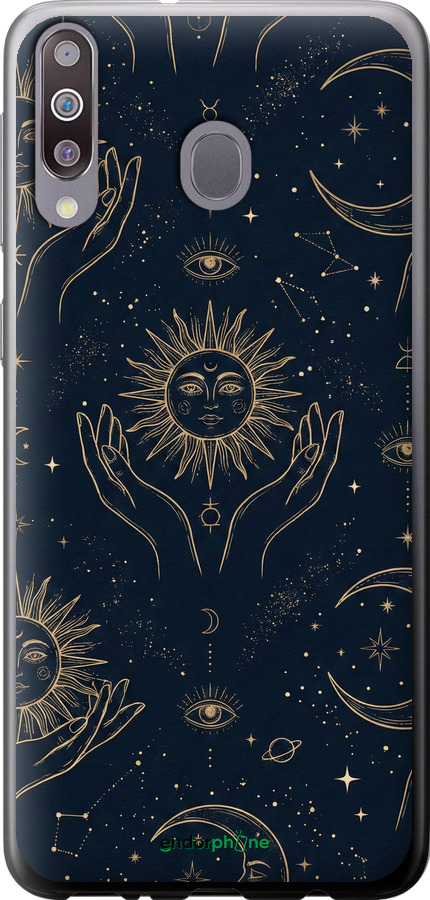 Силіконовий чехол Celestial Harmony: Sun & Moon Gold Mystic Pattern для Samsung Galaxy M30 - 6778u-1682 изображение 