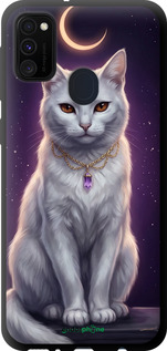 TPU чехол Mystic White Cat Gothic Dark Purple Gold для Samsung Galaxy M21 M215F - 6805b-2016 изображение 