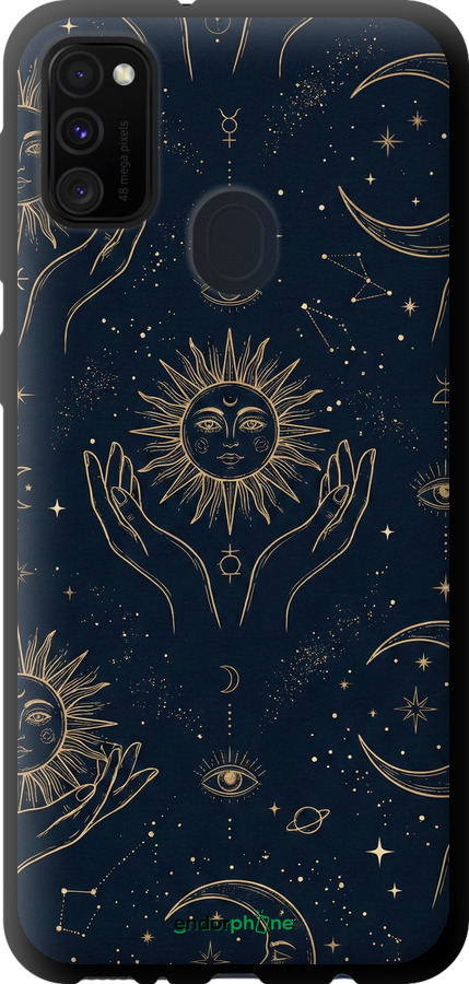 TPU чехол Celestial Harmony: Sun & Moon Gold Mystic Pattern для Samsung Galaxy M21 M215F - 6778b-2016 изображение 
