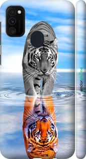 3D пластиковий матовий чехол Тигр для Samsung Galaxy M21 M215F - 6016m-2016 изображение 