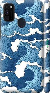 3D пластиковый матовый чехол Абстрактный рисунок морских волн для Samsung Galaxy M21 M215F - 6538m-2016 изображение 