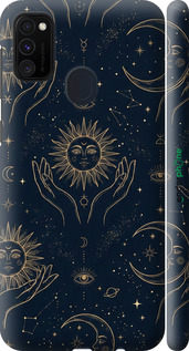 3D пластиковий матовий чехол Celestial Harmony: Sun & Moon Gold Mystic Pattern для Samsung Galaxy M30s 2019 - 6778m-1774 изображение 