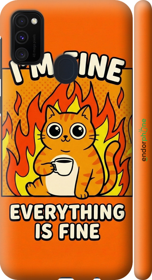 3D пластиковый матовый чехол Funny Cat для Samsung Galaxy M30s 2019 - 6786m-1774 изображение 