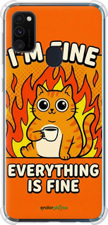 Силикон с усиленными углами чехол 'Funny Cat' для Samsung Galaxy M21 M215F изображение 6