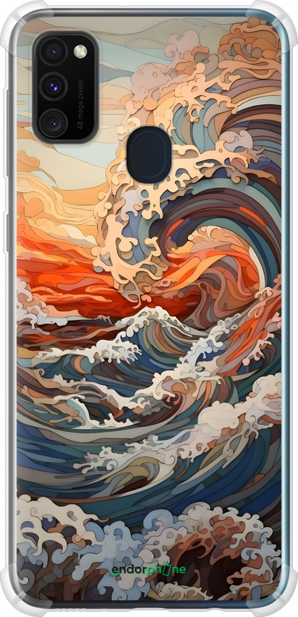 Силіконовий протиударний с посиленими кутами чехол Арт хвилі для Samsung Galaxy M30s 2019 - 6324sp-1774 изображение 