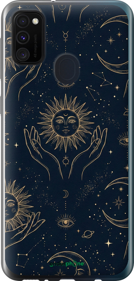 Силиконовый чехол Celestial Harmony: Sun & Moon Gold Mystic Pattern для Samsung Galaxy M30s 2019 - 6778u-1774 изображение 