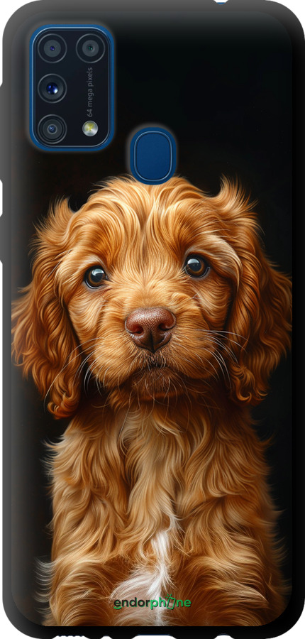 TPU чехол Cocker spaniel на черном фоне для Samsung Galaxy M31 M315F - 6137b-1907 изображение 