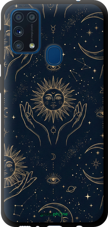 TPU чехол Celestial Harmony: Sun & Moon Gold Mystic Pattern для Samsung Galaxy M31 M315F - 6778b-1907 изображение 
