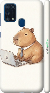 3D пластиковий матовий чехол Funny Capybara CEO Working для Samsung Galaxy M31 M315F - 6777m-1907 изображение 