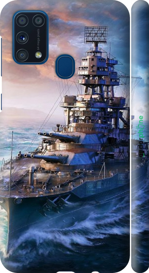 3D пластиковый матовый чехол Военный корабль, world of tanks, wargaming для Samsung Galaxy M31 M315F - 6461m-1907 изображение 