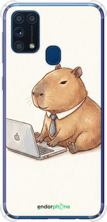 Силикон с усиленными углами чехол Funny Capybara CEO Working для Samsung Galaxy M31 M315F - 6777sp-1907 изображение 