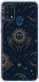 Силикон с усиленными углами чехол Celestial Harmony: Sun & Moon Gold Mystic Pattern для Samsung Galaxy M31 M315F - 6778sp-1907 изображение 