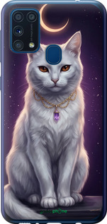 Силіконовий чехол Mystic White Cat Gothic Dark Purple Gold для Samsung Galaxy M31 M315F - 6805u-1907 изображение 