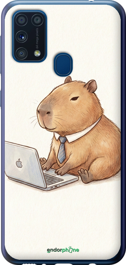 Силиконовый чехол Funny Capybara CEO Working для Samsung Galaxy M31 M315F - 6777u-1907 изображение 