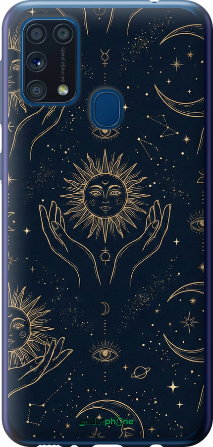 Силіконовий чехол Celestial Harmony: Sun & Moon Gold Mystic Pattern для Samsung Galaxy M31 M315F - 6778u-1907 изображение 